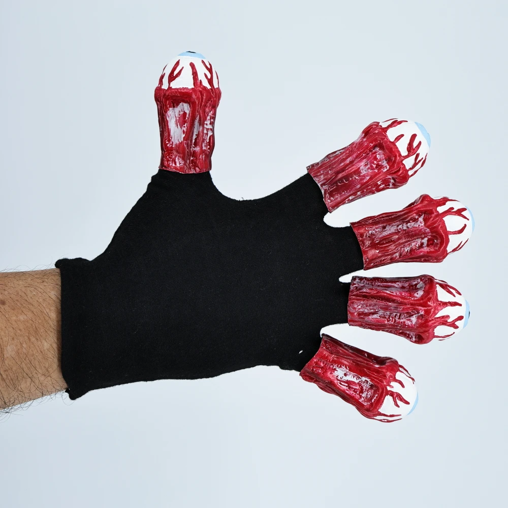 Cosplay Beetleejuices Betelgeuse Eyeball Fingers Gloves for Halloween Masquerade Horror Scray Funny Props