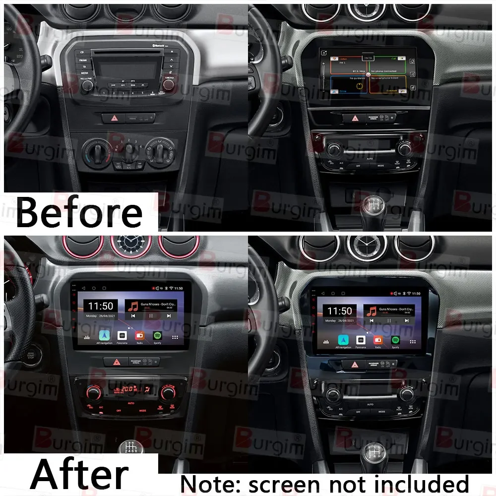 Burgim Car Android Radio Frame For Suzuki Vitara 4 LY Escudo 2015-2021 9 inch 2DIN Stereo Panel Harness Wire Power Cord Cable