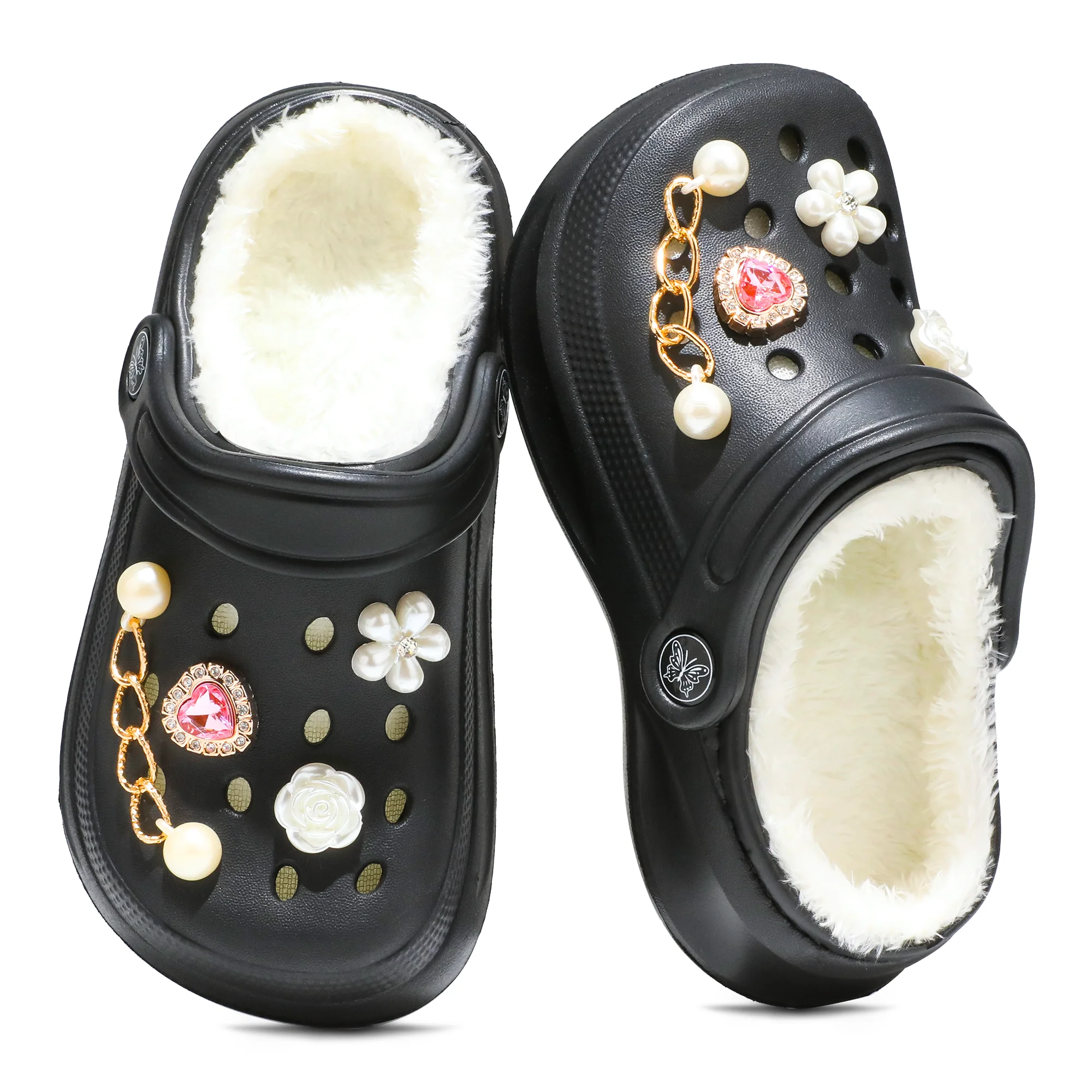 Kinder-Clogs und -Mules mit Fellfutter, leichte Garten-Schuhe mit Baumwollfutter, warme Hausschuhe für Jungen, Mädchen und Kleinkinder, 168. – Detail 12