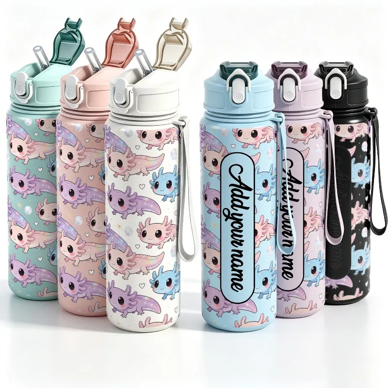 Personalized Pattern 25Oz/750ML Leakproof Sports Water Bottle Portable Reusable for Gym Hiking Cycling School Office Gift Idea