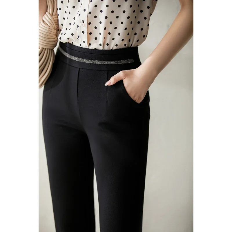 Women's Stretch Flared Casual Trousers High Waist Wide Leg Pants Women Black Slim Trousers Long Pants Female Clothes for Women