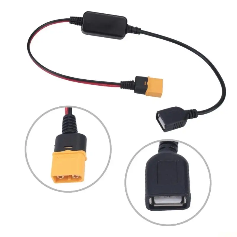 B03F 60 USB Power Adapter Cable with DC12-24 V Input and 5 V Output Up to 3 A for Power Sources with a Mating 60 Female