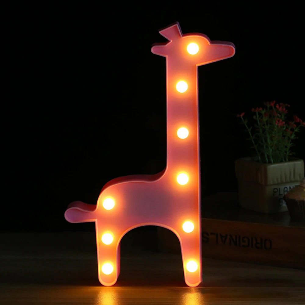 Decorative Night Light Cactus Flamingo Lamps Kids Room Bedroom Desk Lamp AA Battery Powered for Wall Decor Festive Lights Gift