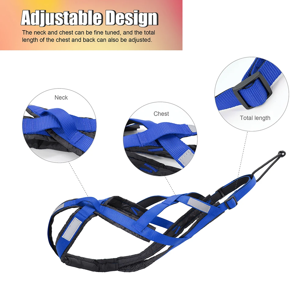 Dog Sledding Harness Refletive Pet Weight Pulling Sled Harness Vest For Medium Large Dogs Husky Canicross Skijoring Scootering