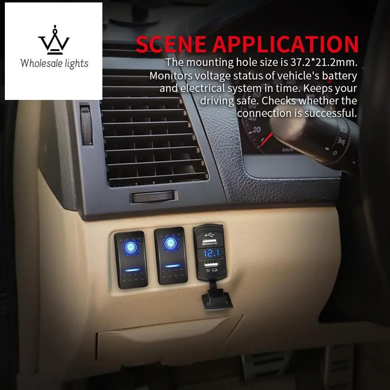

Marine USB Rocker Switch For Rocker Switch Panel On Boat 12V Dual Charger Ports 4.2A Waterproof Outlet Socket Digital Voltmeter