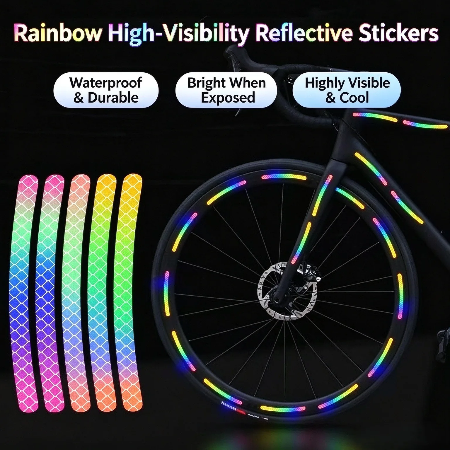 Bicycle Wheel Reflective Stickers Night Luminous Decals for Car Motorcycle Kids Balance Bike Rim Safety Warning Tape