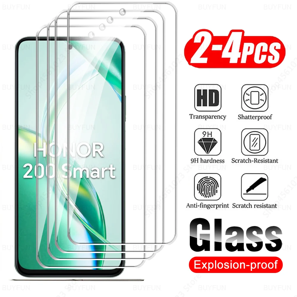 2/4Pcs Cover Glass For Honor 90 Lite Hono 70 200 Smart X8a X7a X6a X8b X7b 5G X6b X5b Plus X7c 4G Screen Protector Tempered Film