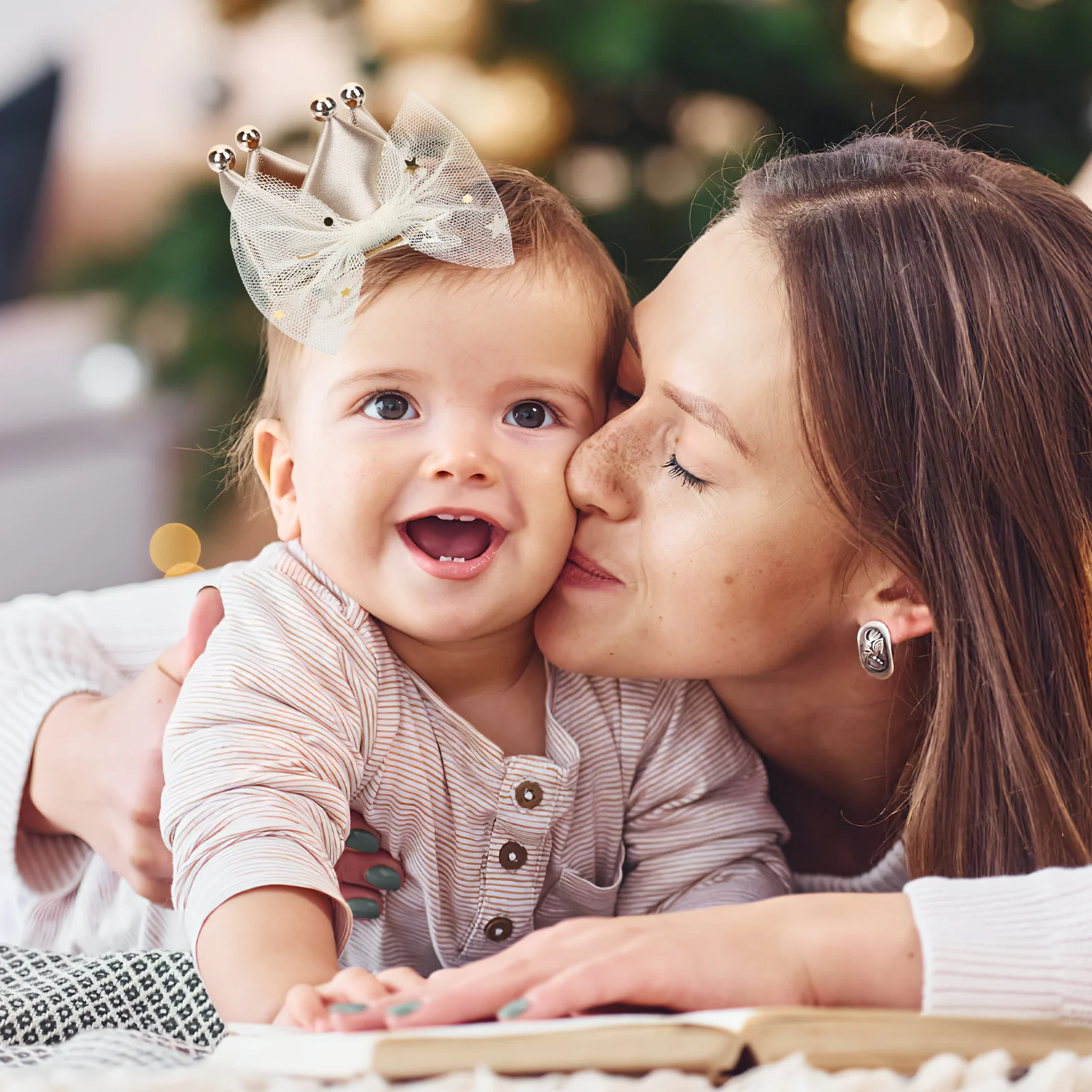 

Girls Crown Hair Clip Baby Birthday Hairpin Soft Comfortable Toddler Mesh Bow Baby Hair Accessory Toddler Crown