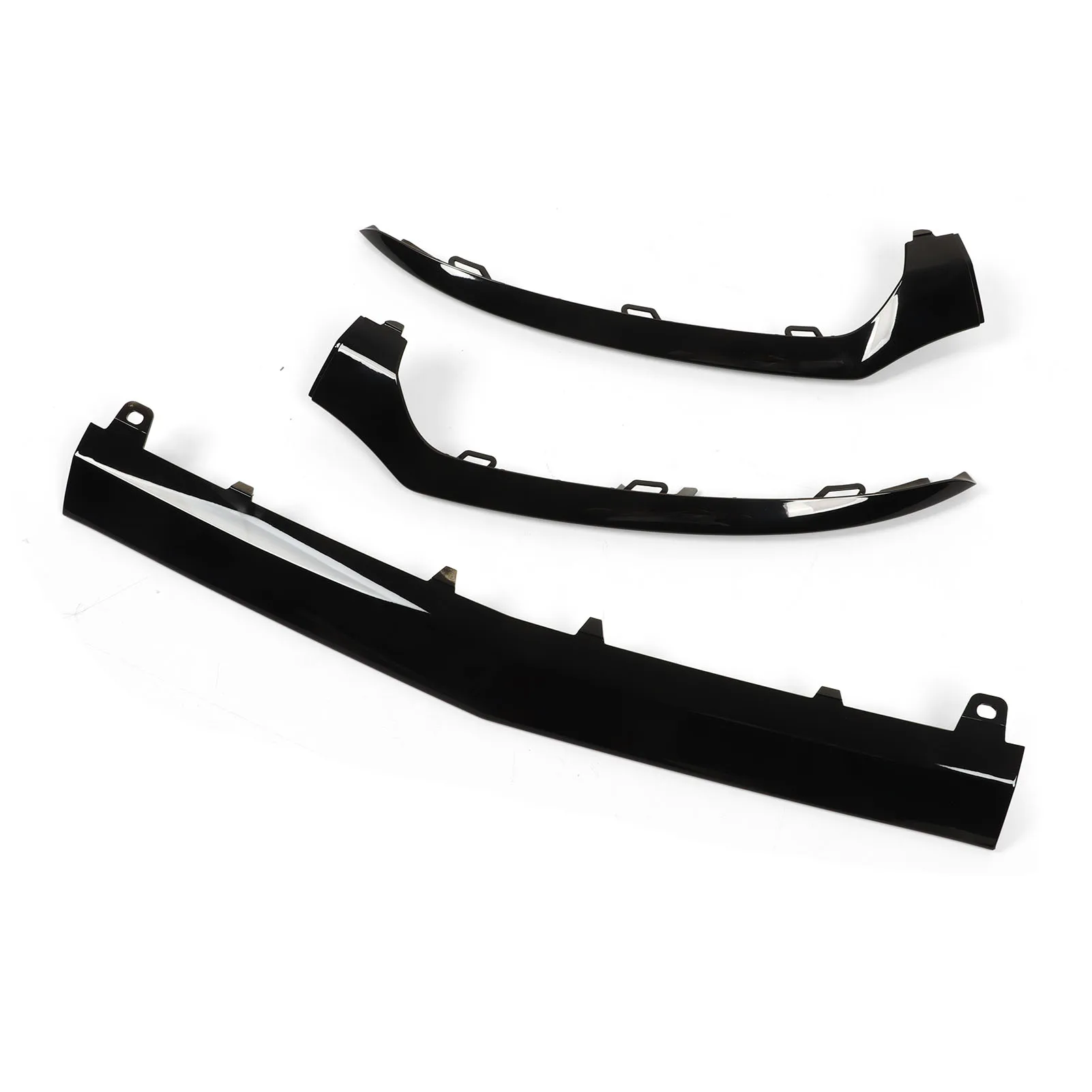 3PCs Gloss Black Front Bumper Lower Trims Replacement for Mercedes‑Benz C‑Class W205 C205 A205