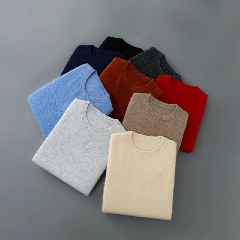 เสื้อสเวตเตอร์คอโอ แคชเมียร์ สำหรับผู้ชาย ยี่ห้อ ANGEL  สำหรับฤดูใบไม้ผลิ ฤดูใบไม้ร่วง ฤดูหนาว สไตล์ลำลอง สีพื้น ผลิตจากขนแกะเมอริโนแท้ 100% เสื้อถักสำหรับผู้ชาย เสื้อผ้าแฟชั่น