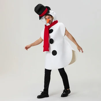 Christmas Women Men Snowman Costume Long Sleeve Snowman Outfit Christmas Cosplay Clothes…