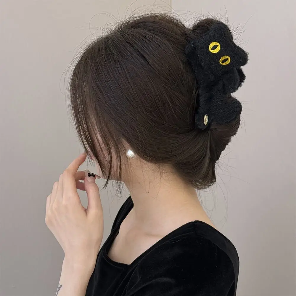 Pinza para el pelo de gato de peluche a la moda, pinzas grandes y elegantes de tiburón, accesorios para el cabello Kawaii para mujeres y niñas