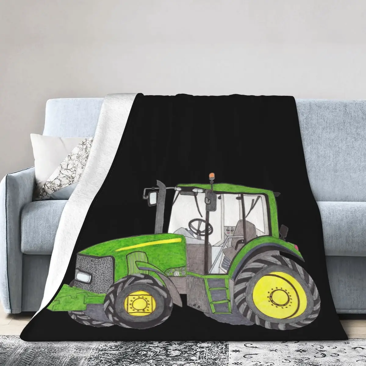 

Flannel Throw Blanket TRACTOR Blankets Soft Bedspread Warm Plush Blanket for Bed Living room Picnic Travel Home Couch