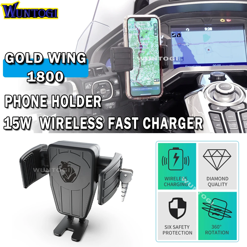 

Gold Wing 1800 GPS Phone Holder Wireless Charging Navigation Support Bracket For HONDA GoldWing GL 1800 F6B DCT 2018 - 2021