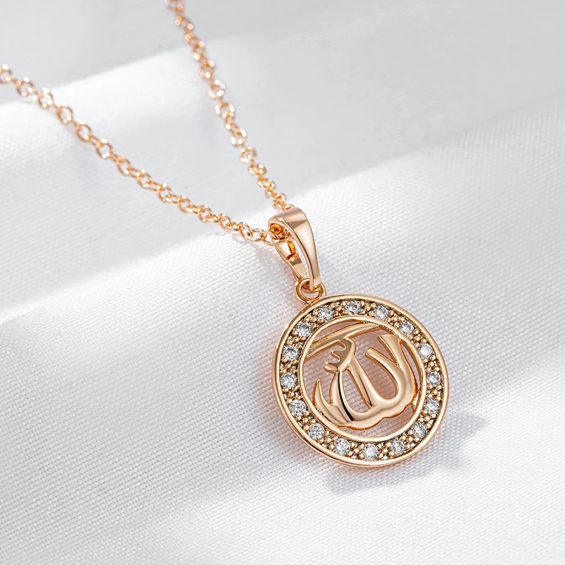 Wbmqda Unique Constellation Hollow Circle Pendant And Necklace For Women 585 Rose Gold Color Fashion Zircon Neck Chain Jewelry