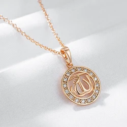 Wbmqda Unique Constellation Hollow Circle Pendant And Necklace For Women 585 Rose Gold Color Fashion Zircon Neck Chain Jewelry