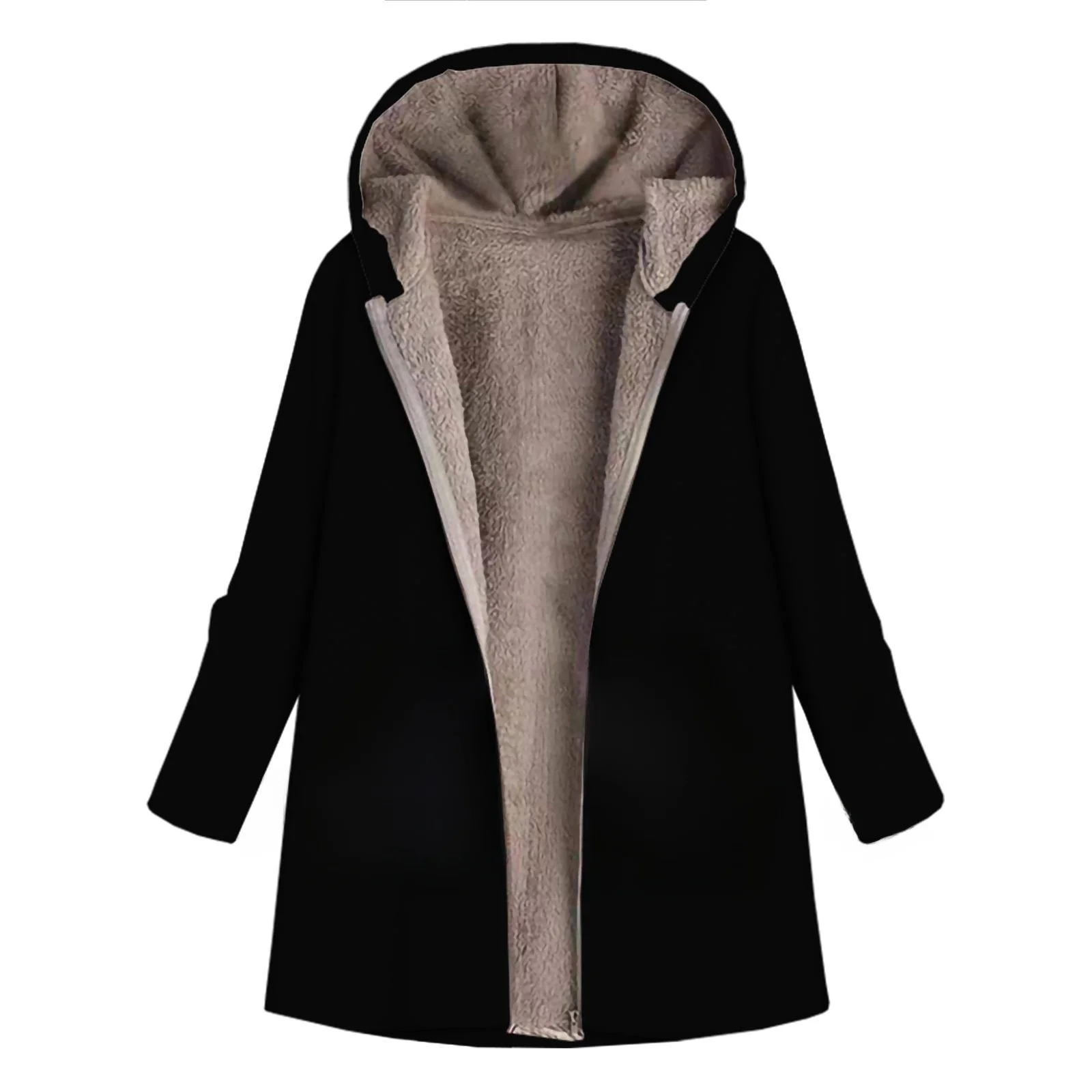 

Warm Women's Jaet Medium to Long Zipper Thiened Long Sve Regular Sve pe Long Coat Sle Autumn Winter Faion Lad...