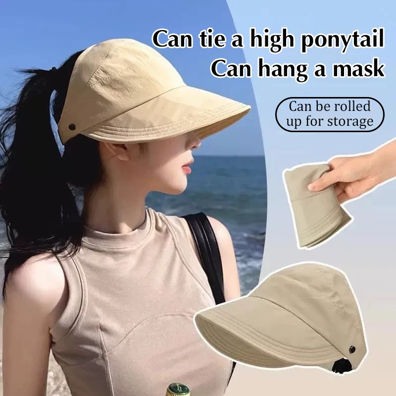 Quick Dry Hat Summer Empty Cap Women's Upgrade Can Hang Mask Outdoor Visor Thin Quick Dry Sunscreen Hat