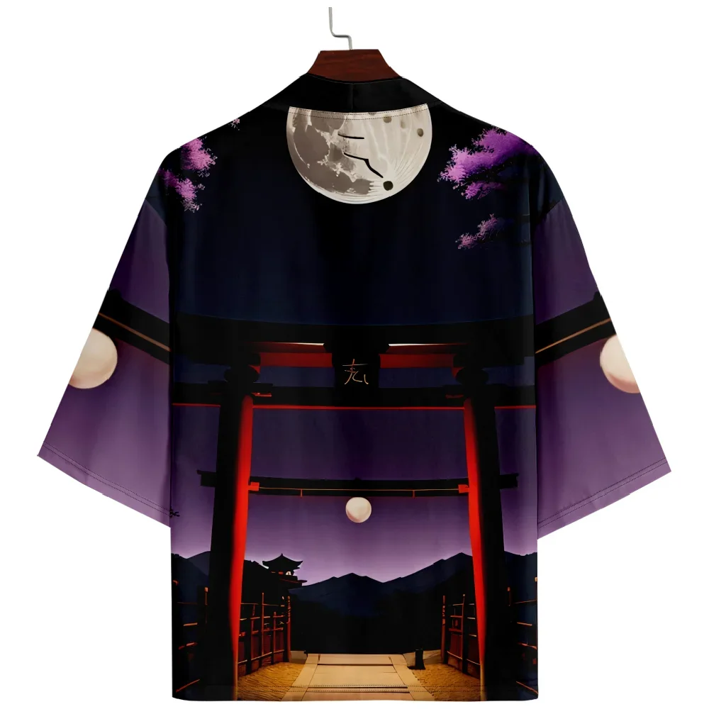 

Anime Shrine Print Japanese Kimono Streetwear Men Women Cardigan Haori Harajuku Traditional Beach Yukata Plus Size 5XL 6XL