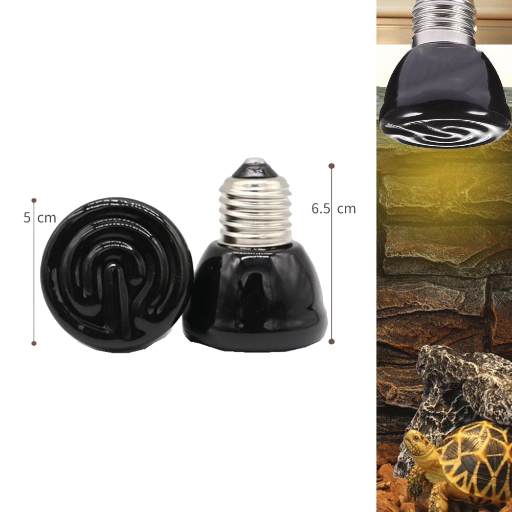 50W 75W 100W E27 Pet turtles Reptile Heating Lamp Light Bulb Black Infrared Ceramic Emitter Heat Pet Brooder Lamps 220V-240V