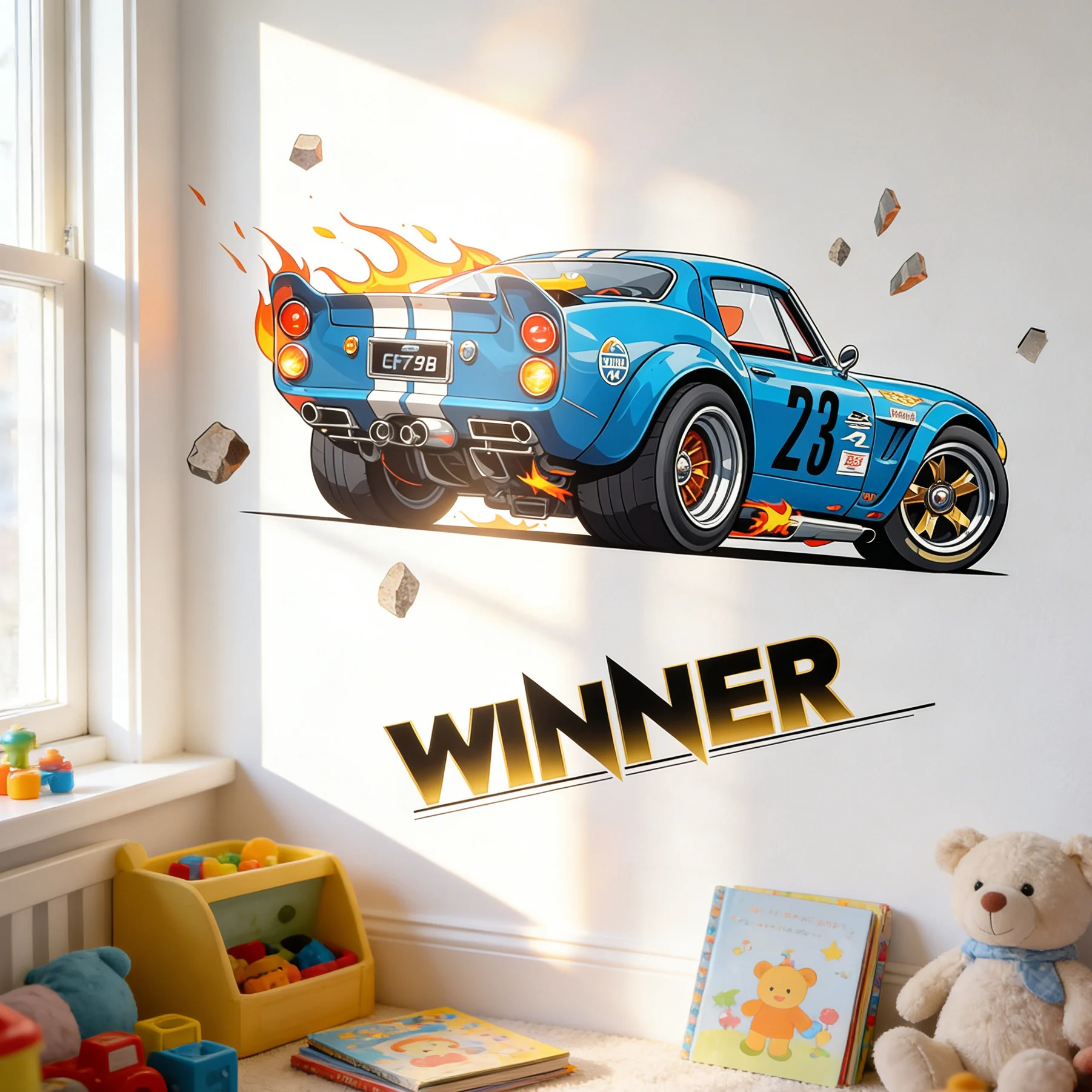 Lighting Mcqueen Bedroom Decor - Adesivi Murali per Cameretta Bambini, Decorazioni