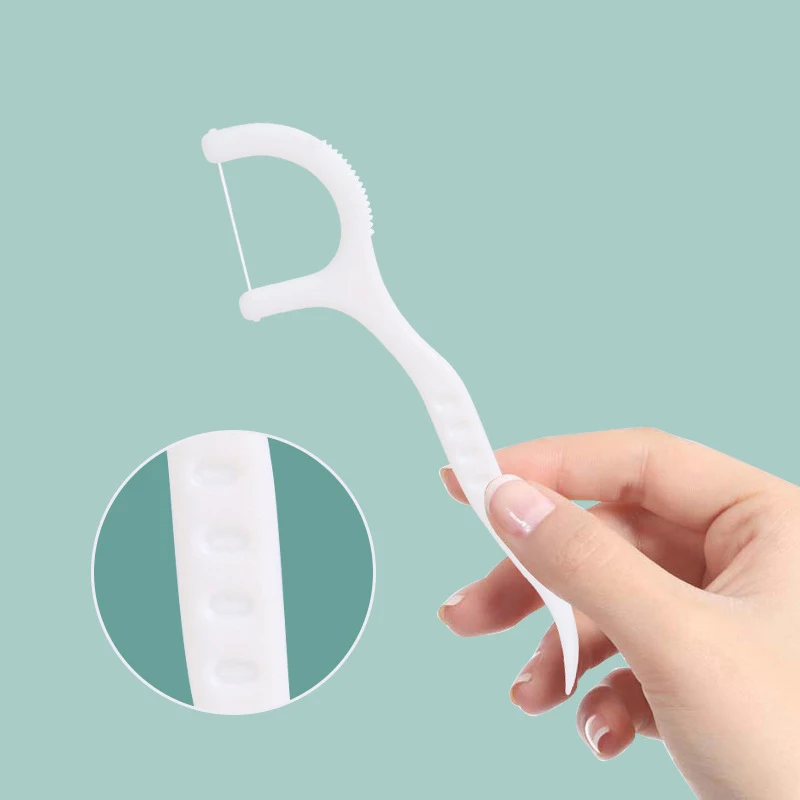 Palillos de hilo Dental para adultos, púas Total de 100 (blanco), bolsa empaquetada, palo de hilo Dental ultrafino para la familia