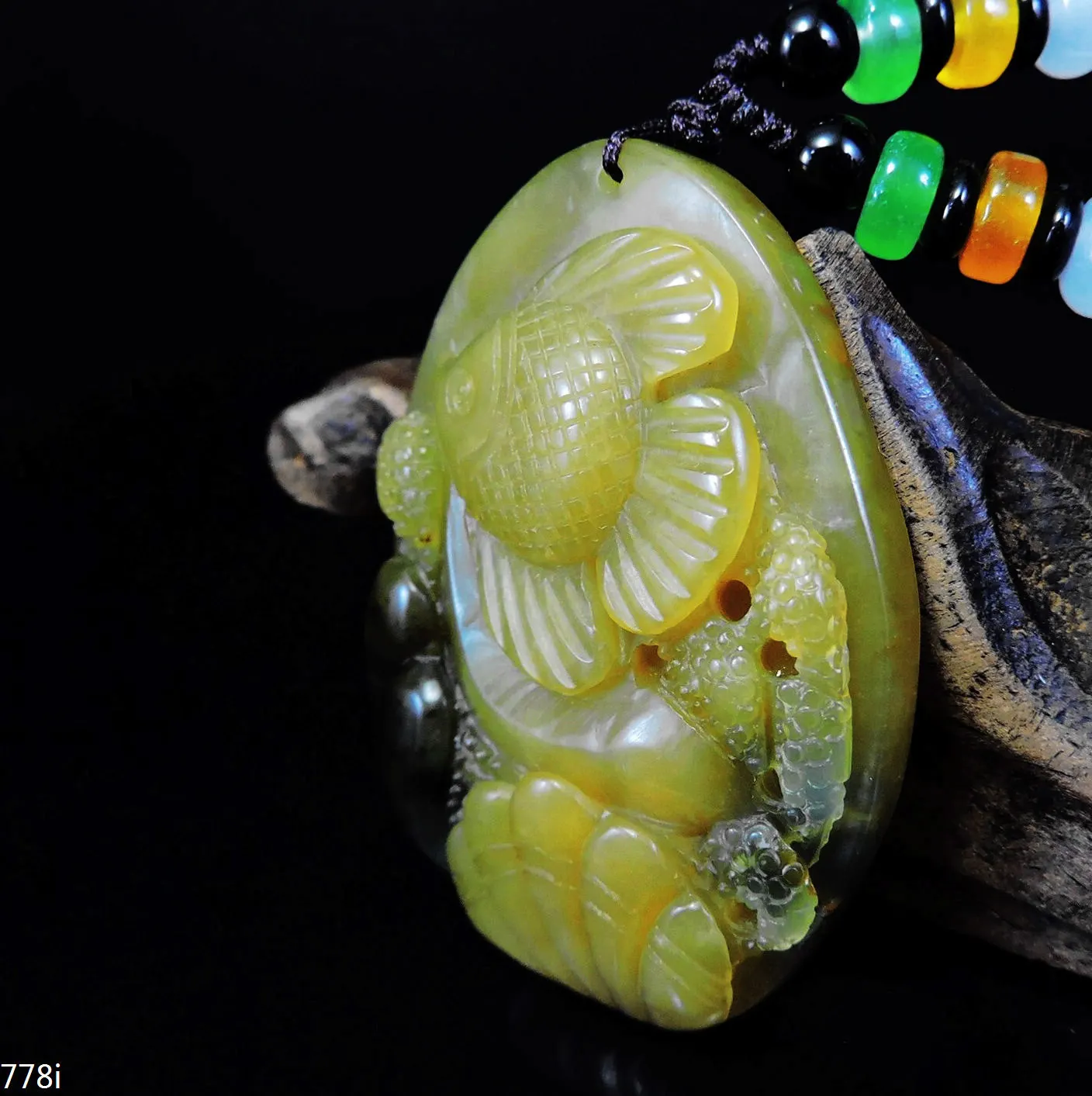 Jade Jewelry Natural Jade Pendant Necklace Hand-Carved Angel fish&seashell&coral Jadeite Necklace Pendant Gift No Treatment 778i