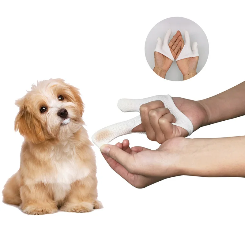 Two-finger Pet Tooth Brush Dog Finger Cots Cat Oral Cleaning Tools Finger Teeth Gloves For Puppy Kittens Pet Nursing Supplies