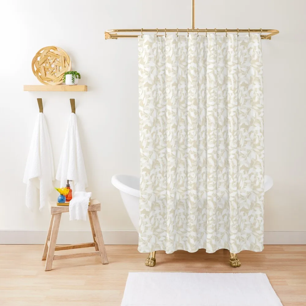 

Leaf Scatter - beige Shower Curtain Cute Shower Bathroom Fabric Shower Bathroom Bathroom Accessories Curtain