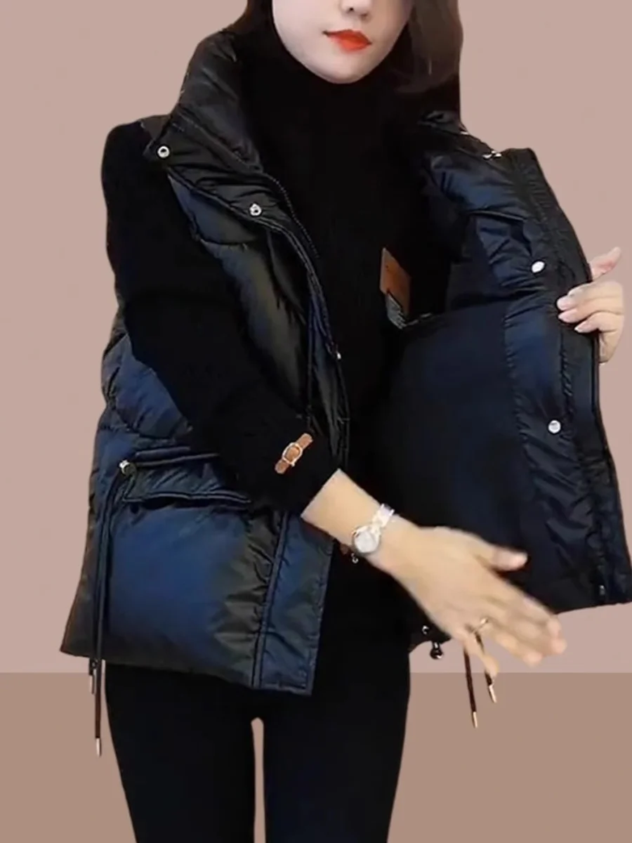 Dames dons katoenen vest bovenkleding Faionable herfst winter nieuwe Sle ritssluiting pure kleur woon-werkverkeer sle vest Jaet