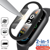 2in1 Case Screen Protector for Xiaomi Mi Band 9 PC Case+Tempered Glass Film Full Coverage Protective Cover for Miband 9 Band9