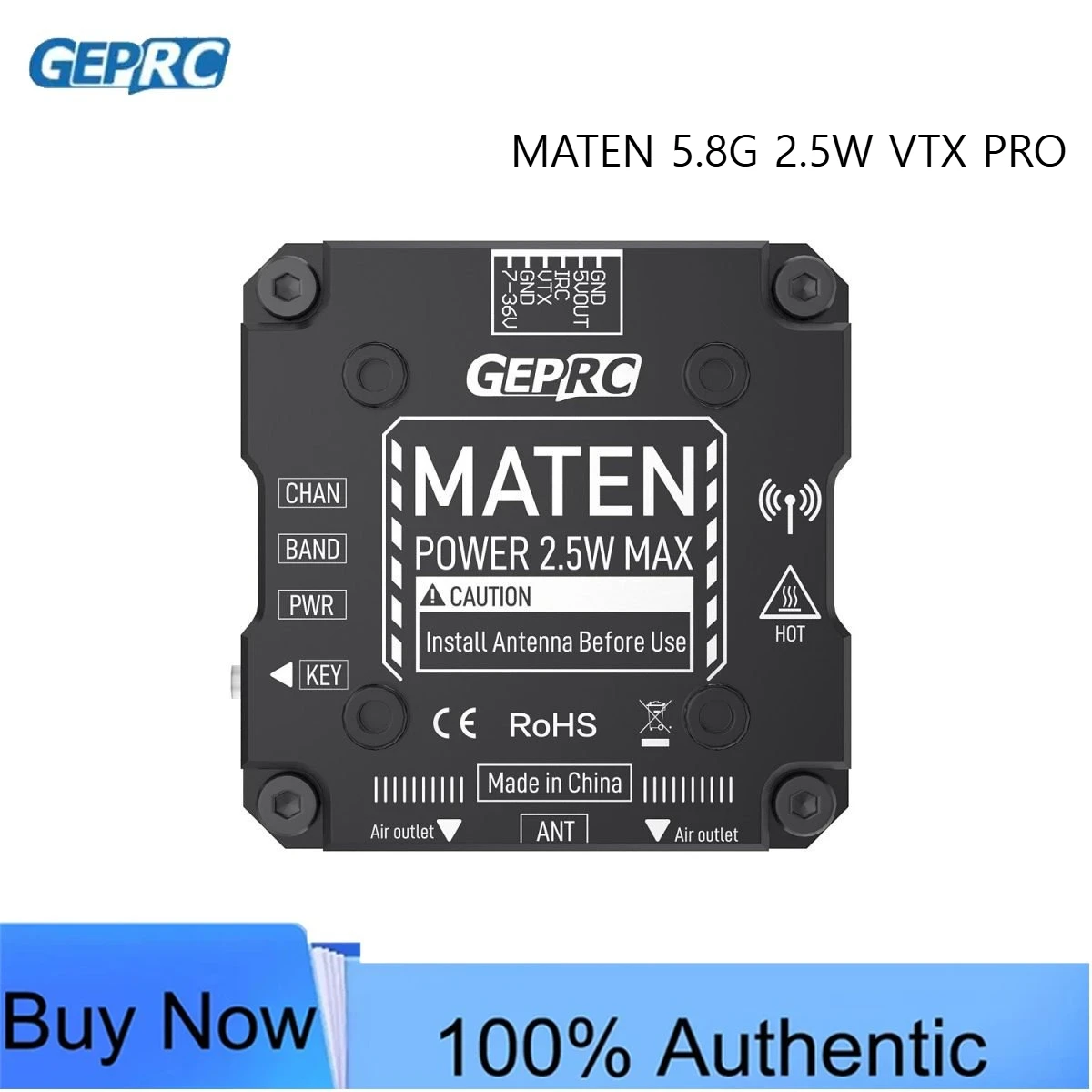 New GEPRC MATEN 5.8G 2.5W VTX PRO Aluminum Alloy Numerical Control Shell Auxiliary Heat Dissipation Drones Accessories
