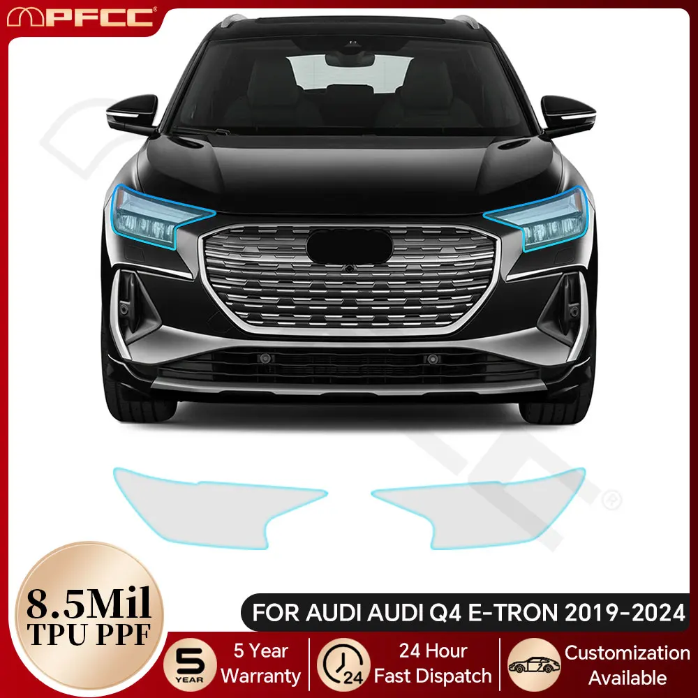 

For Audi Q4 E-TRON 2021-2024 Headlight Rearview TPU Paint Protection Film Pre-cut PPF Bra Clear Kit Anti-scratch Resistant Cover