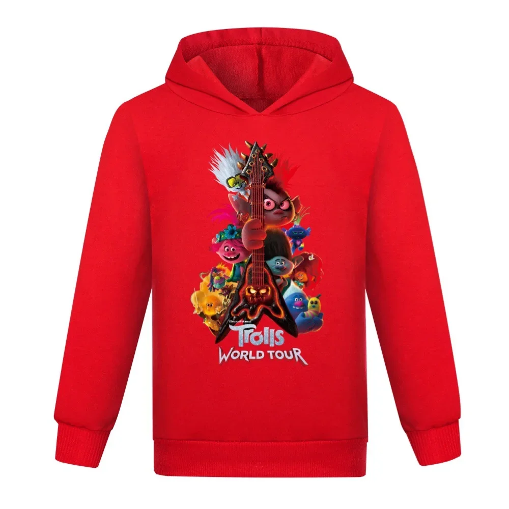 Sudadera con capucha para niño y niña, camiseta de manga larga con estampado de trolls WORLD TOUR, ropa de invierno, 609