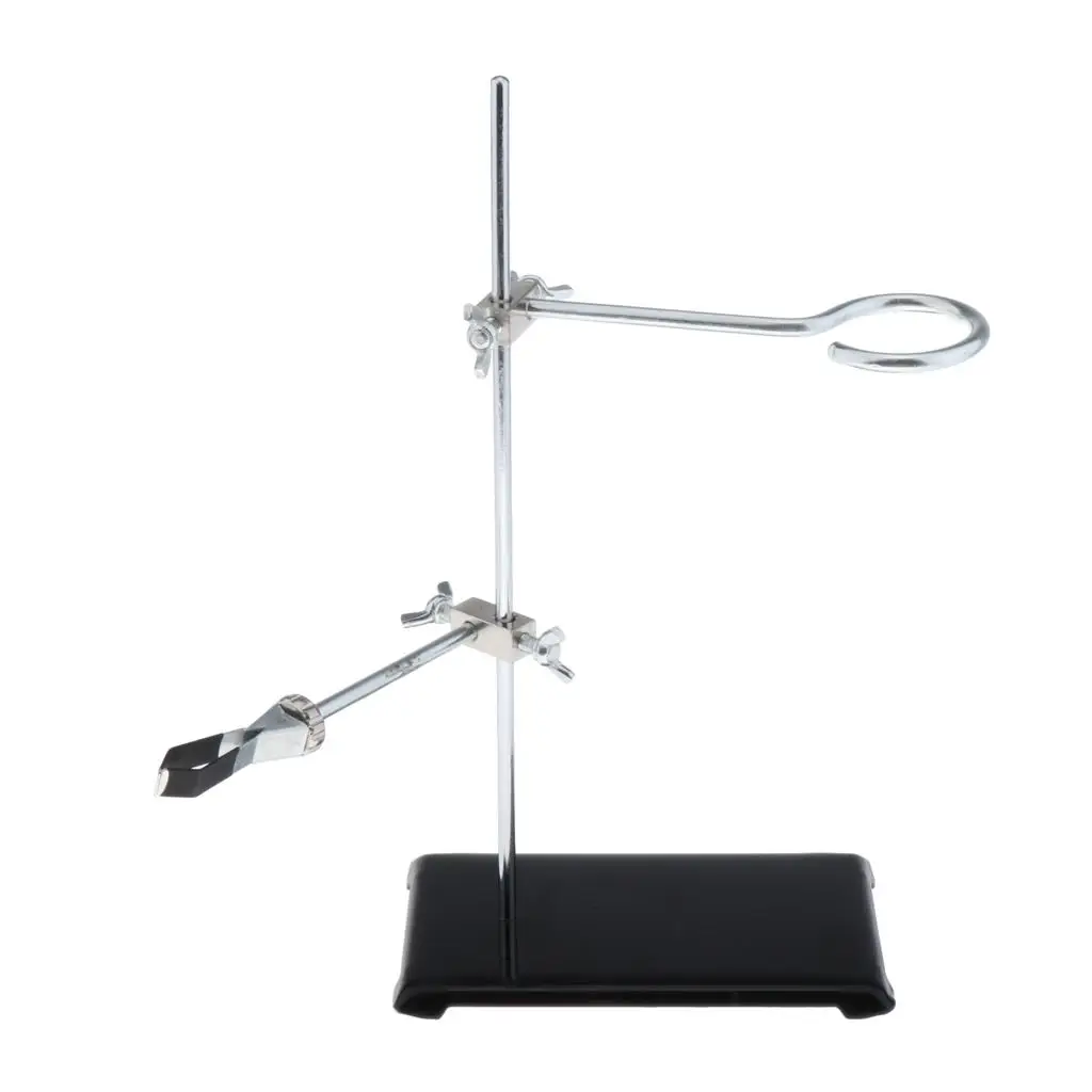 Iron Stand, Firm and Solid Base, Rod, Cork , Clamp with Head and Retort Ring, Easy to Use and Install