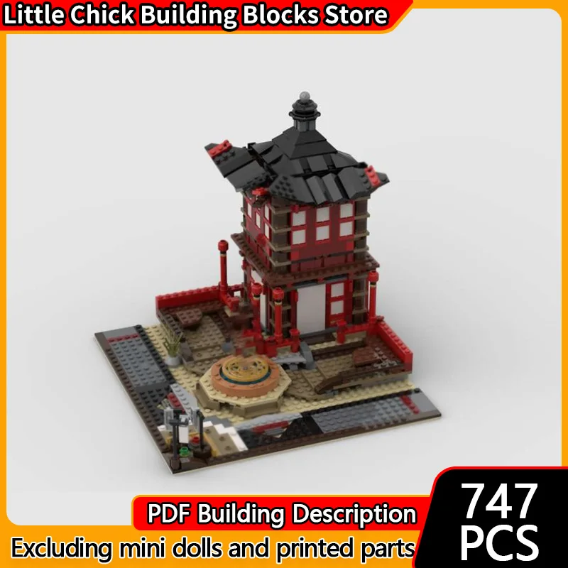 Popularny model anime MOC z klocków konstrukcyjnych, starożytny architektoniczny tempel, modułowa technologia, prezenty świąteczne, zestaw do składania dla dzieci.