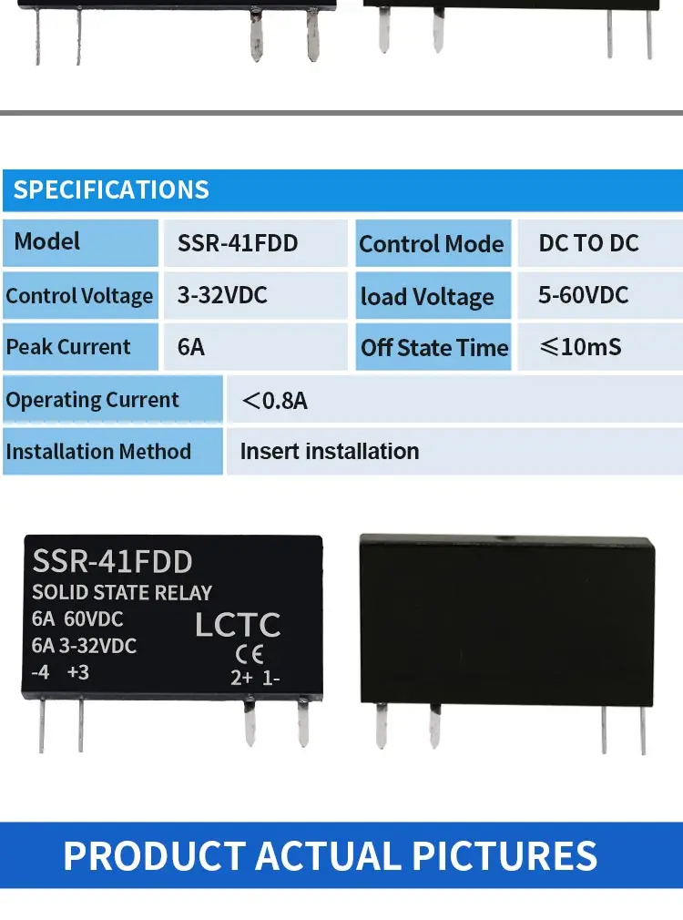 SSR-Halbleiterrelais DC zu DC Slim-Relaismodul 3–32 VDC 6 A Mini-Relais berührungsloses DIN-Schienenrelais SSR-41FDD – Detail 3