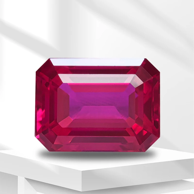 

Lab Grown Ruby Emerald Cut Rubellite Color VVS1 Gemstone Charms DIY Advanced Jewelry Making Materials Selectable AGL Certificate