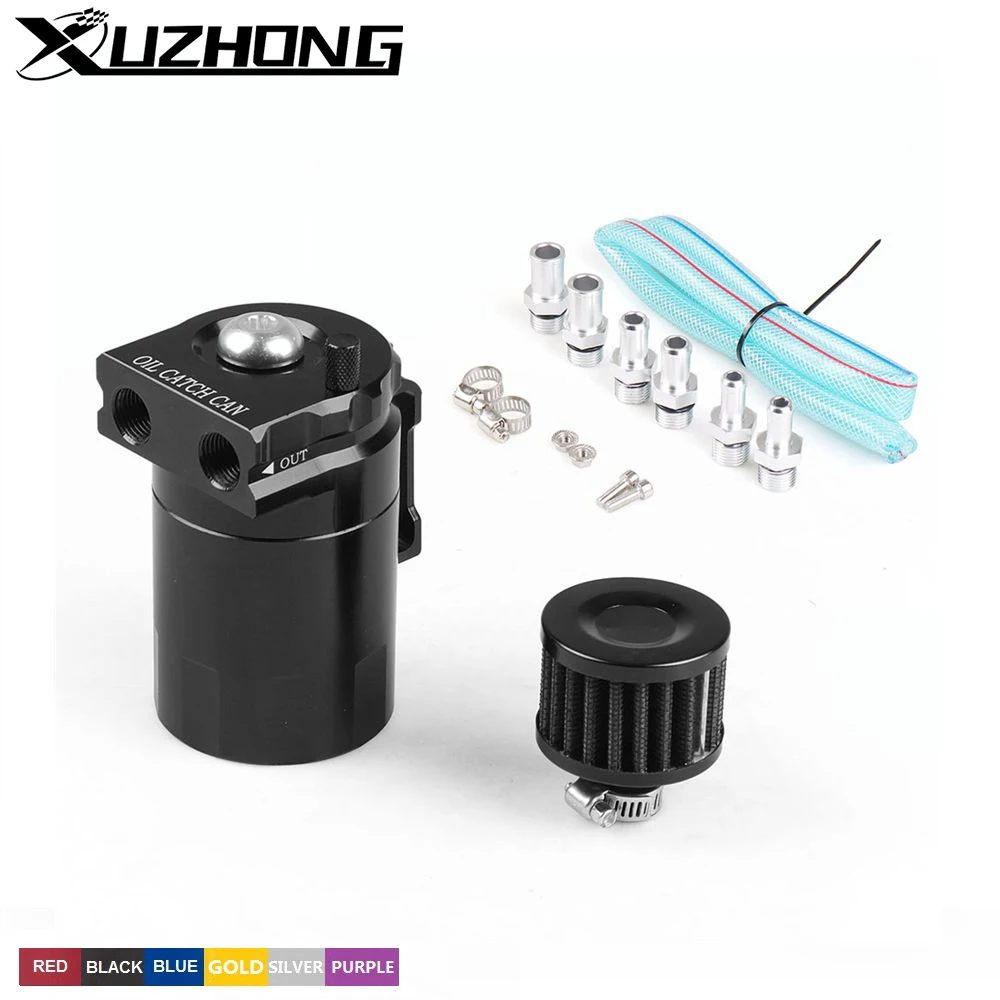 240mm Oil Catch Can Reservoir Tank With Mini Filter Breather Baffled Aluminum Universal 9mm 13mm 15mm Fittings Oil Dipstick OCC-