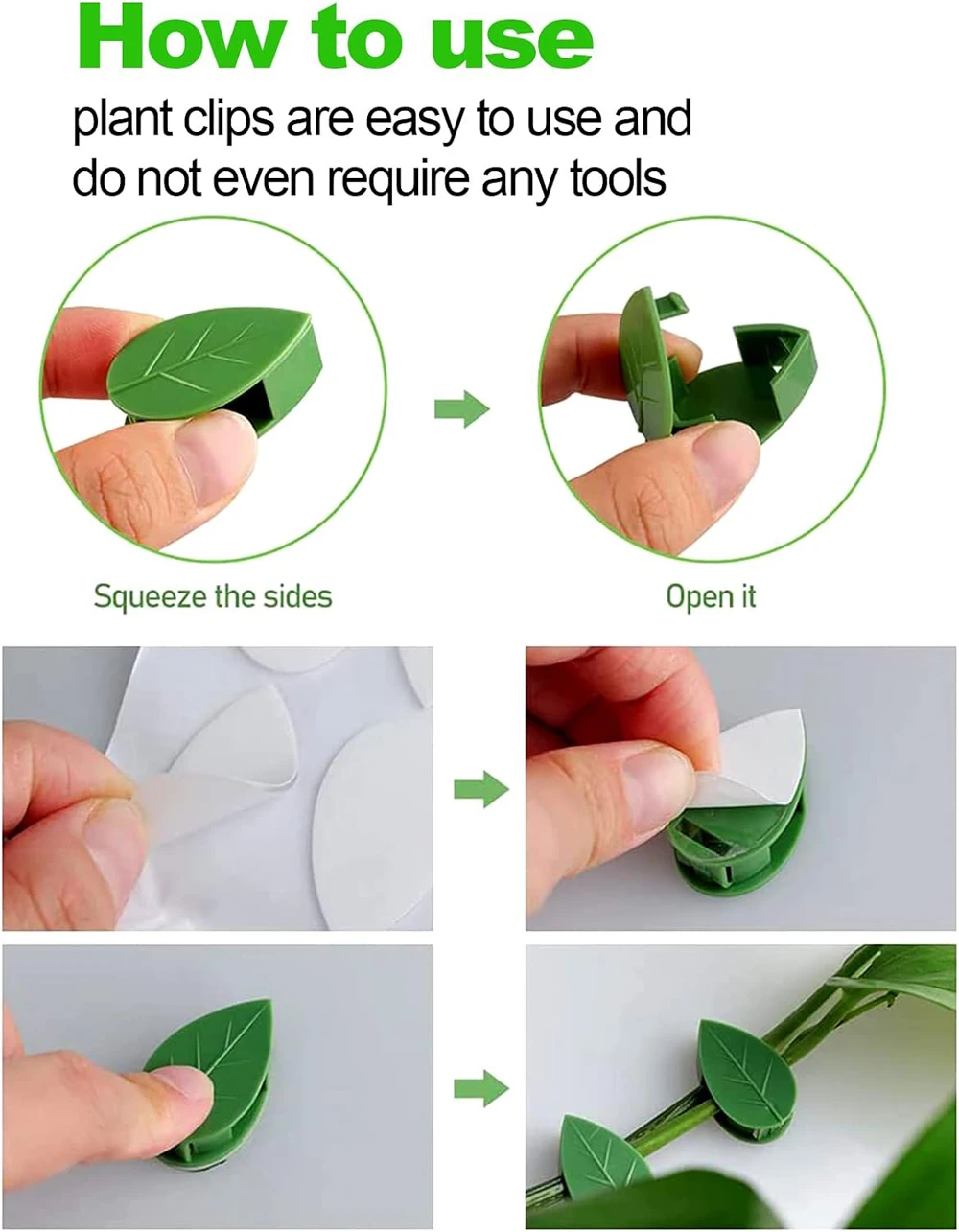 10-50Pcs Plant Climbing Wall Fixture Clips Acrylic Sticker Self-Adhesive Hook Plant Vine Traction Holder Indoor Outdoor Decor