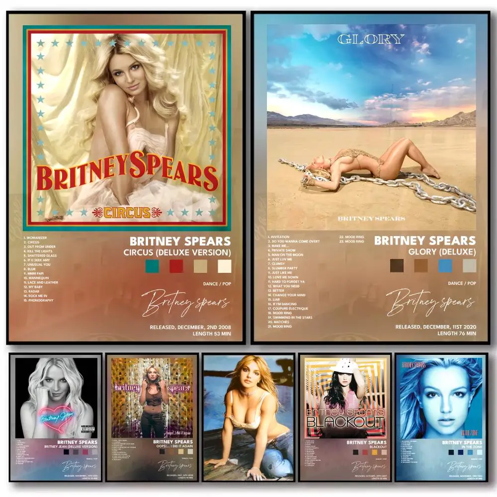 Music Album B-Britney S-Spears Poster Decorative Stickers Wall Art Mural Photo Design for Home Living Room Hallway Decoration