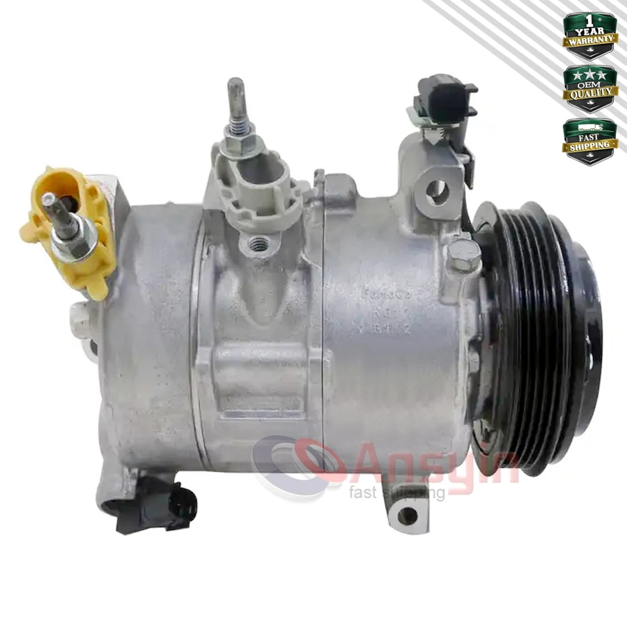 AC A/C COMPRESSOR 6SBH14C FOR MUSTANG 2.3L 2015-2017 FR3B-19D629-AA FR3B-19D629-FB CO11482C 60-04007NA FR3Z19C836A