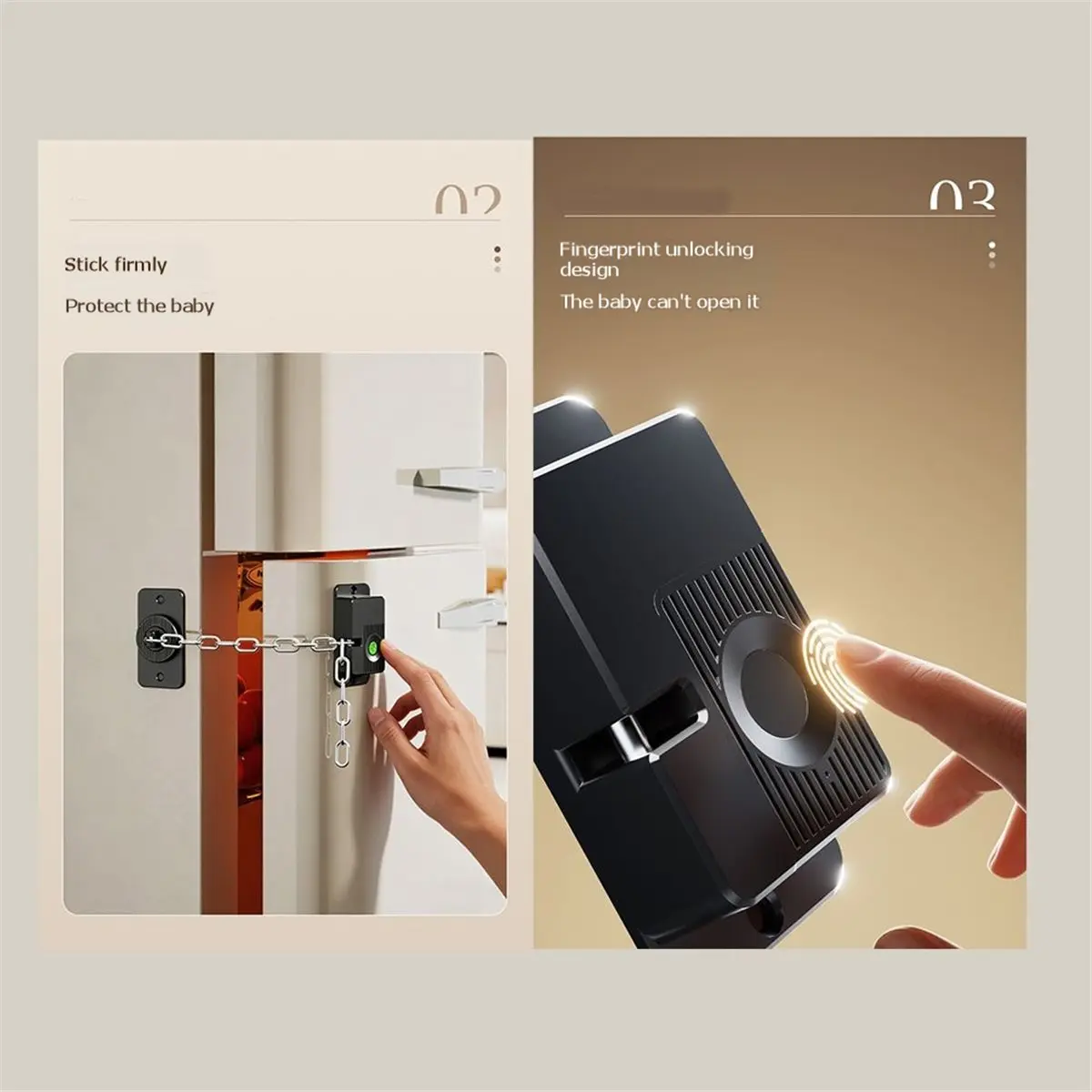 Fingerprint Cabinet Lock Electronic No Drill Keyless Child Safety Drawer Lock Sliding Door Lock Security Window Lock