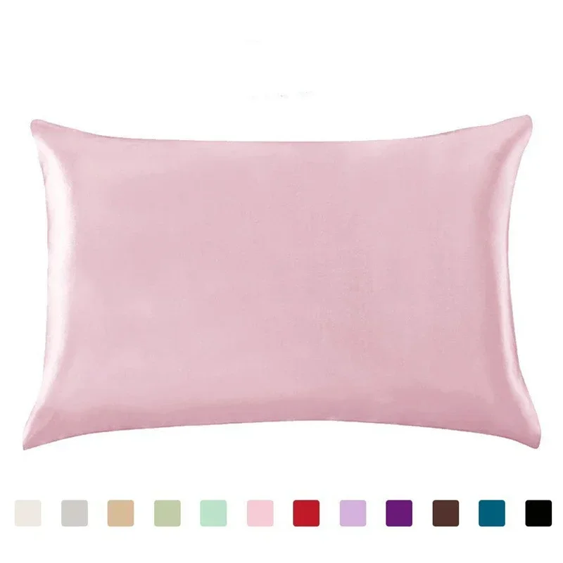 Emulation Silk Satin King Pillowcase Smooth Queen/Standard Pillow Case Cushion Cover Chair Seat Bedding Pillows Cover Home Decor