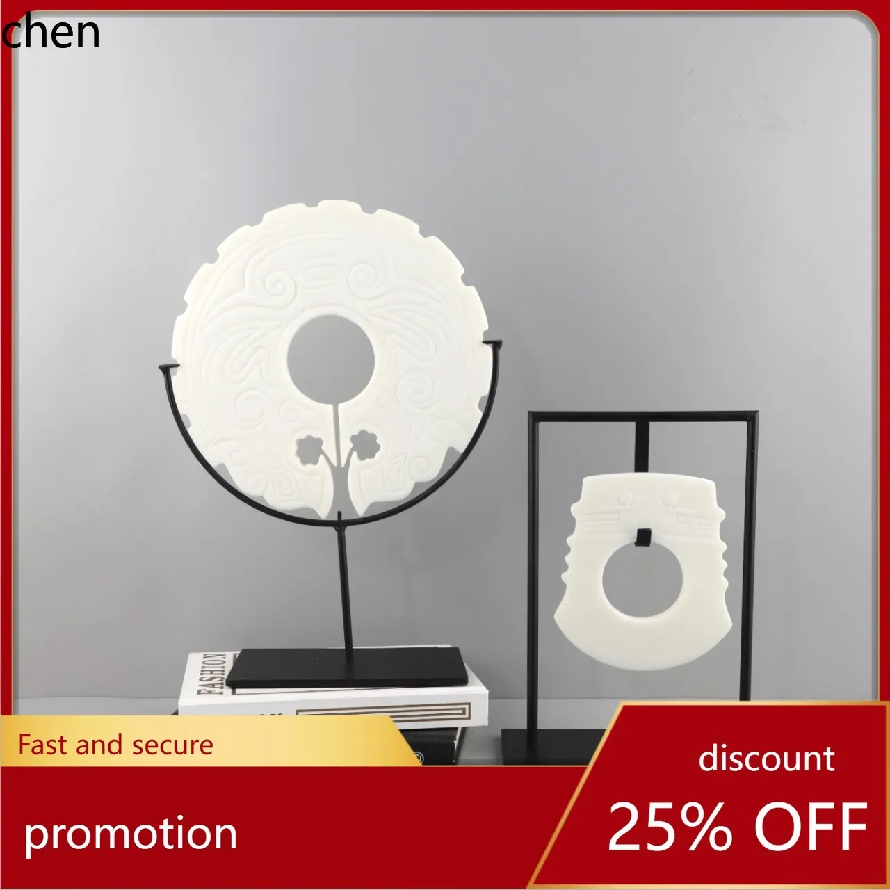 H1  new chinoiserie zen resin jade peace buckle ornament hotel house office entrance home decoration