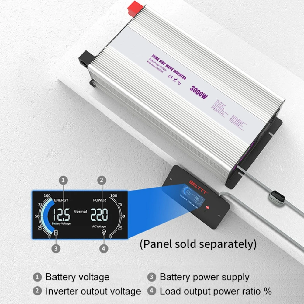 Intelligent Pure Sine Wave Solar Dc Ac 3000 Watt Solar Power Inverter With Remote Control For Camping Use