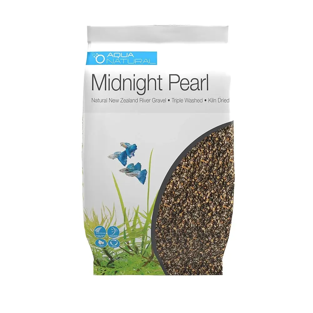 

Aqua Natural Midnight Pearl 10lb Gravel Substrate for aquascaping, Aquariums, vivariums and terrariums 2-4mm, Brown, Small