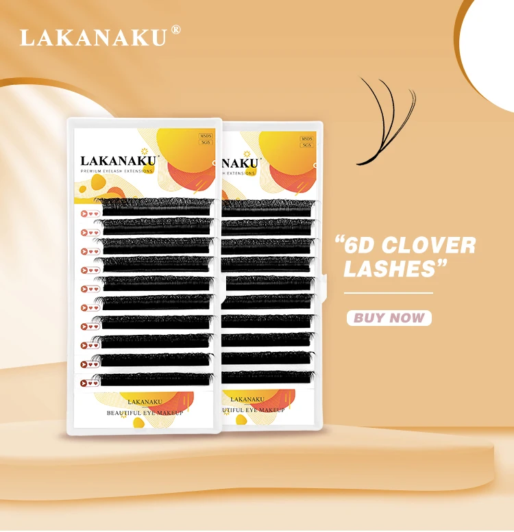 LAKANAKU 6D Shape Cilia Eyelash Extension 0.07 C/D Mink Natural Soft Professional Makeup Cilios