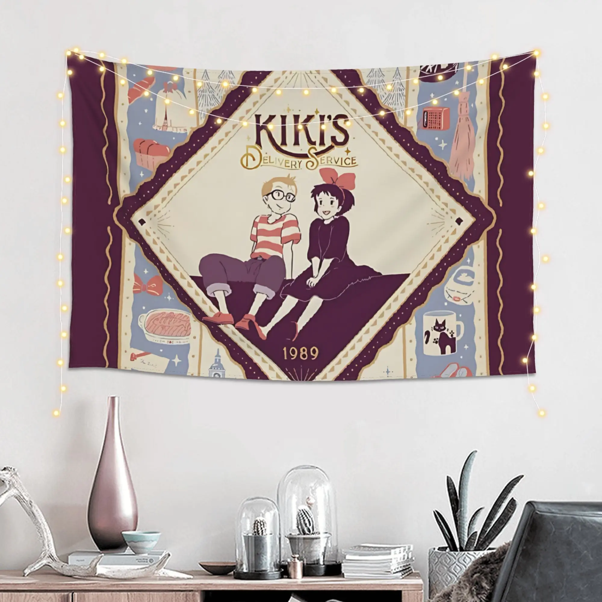 Customized Cartoon Kikis Delivery Services Cutecore Tapestry  Wall Hanging Blanket Tapestry Home Decor Items Wall Decorations