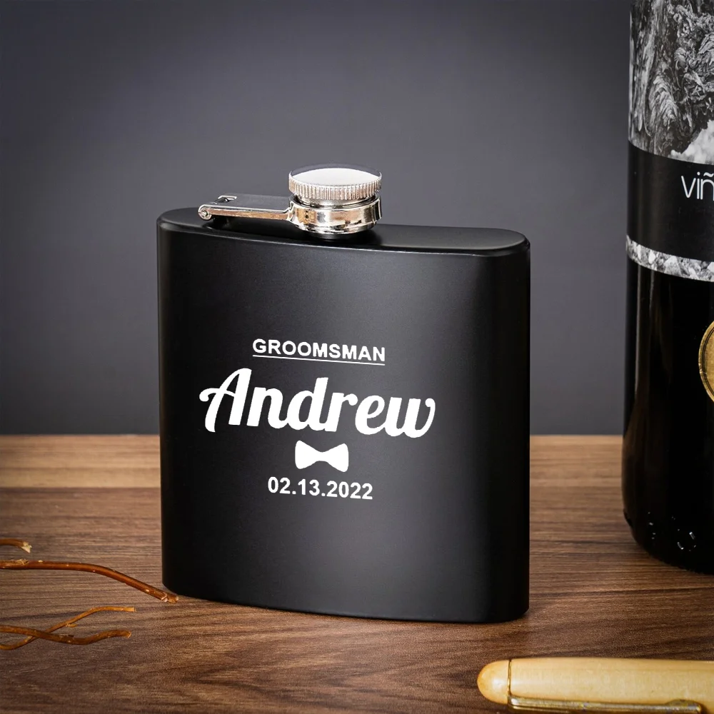 2026 Personalisierte Schwarze Flasche mit Namen, Geschenk für Trauzeugen, Graviert für Junggesellinnenabschied, Geschenk für den Bräutigam, Hochzeitsdekoration – Detail 11